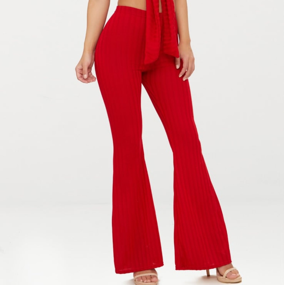 PrettyLittleThing Petite Red ribbed set